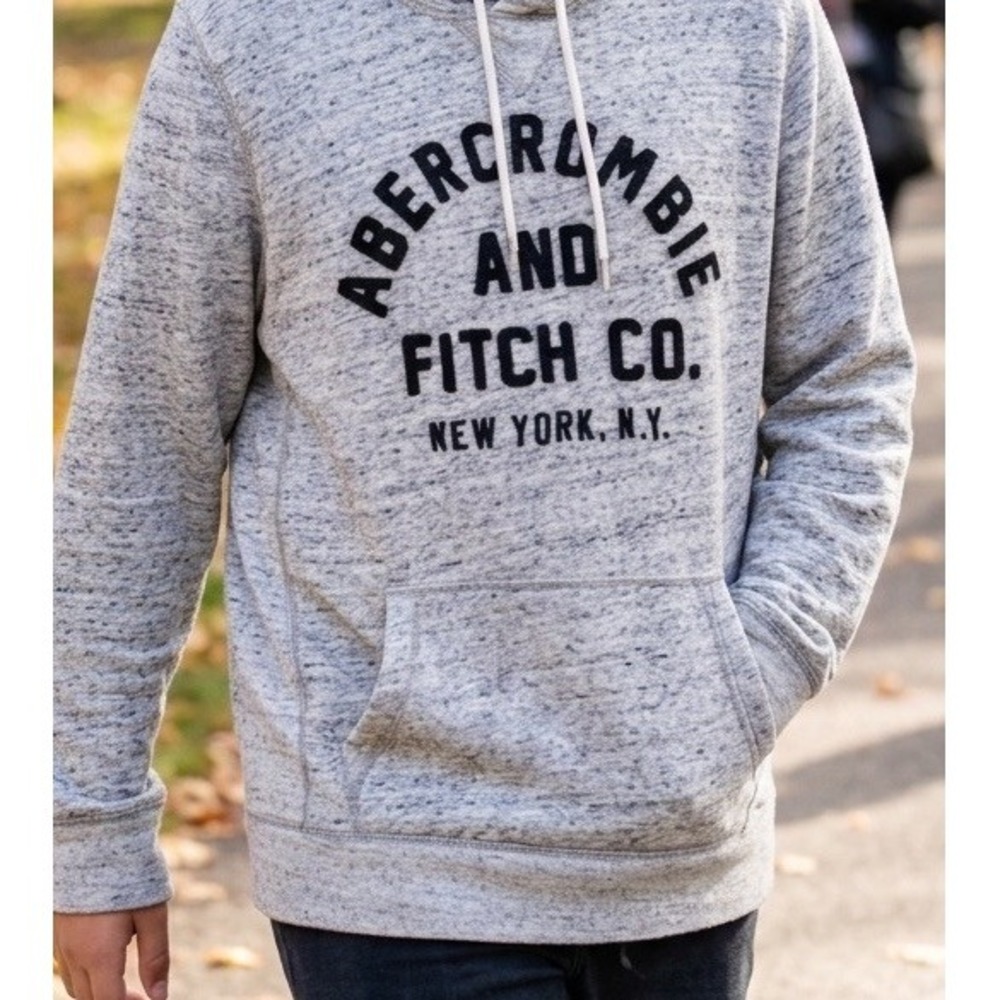 abercrombie fitch Men M hoodie Pullover Gray blue Letters NY  Unisex Y2K Casual